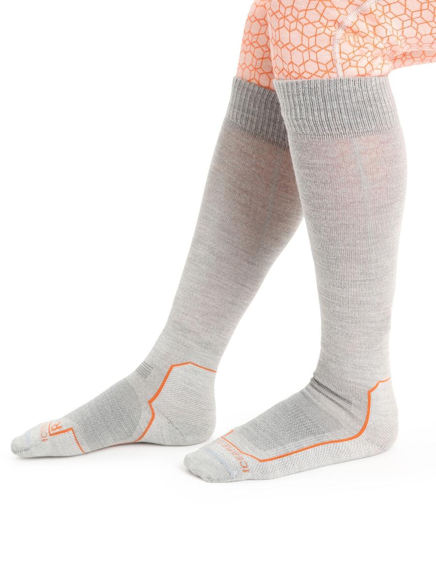 Women's Icebreaker Merino Ski+ Ultralight Over the Calf Socks Blizzard Heather / Flash | CA 1505LISH